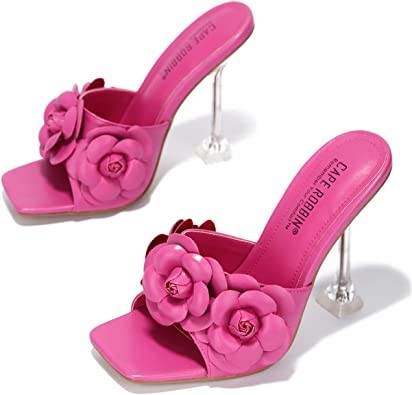 Cape Robbin Lania Women's Sexy High Heels, Transparent Square Open Toe Shoes